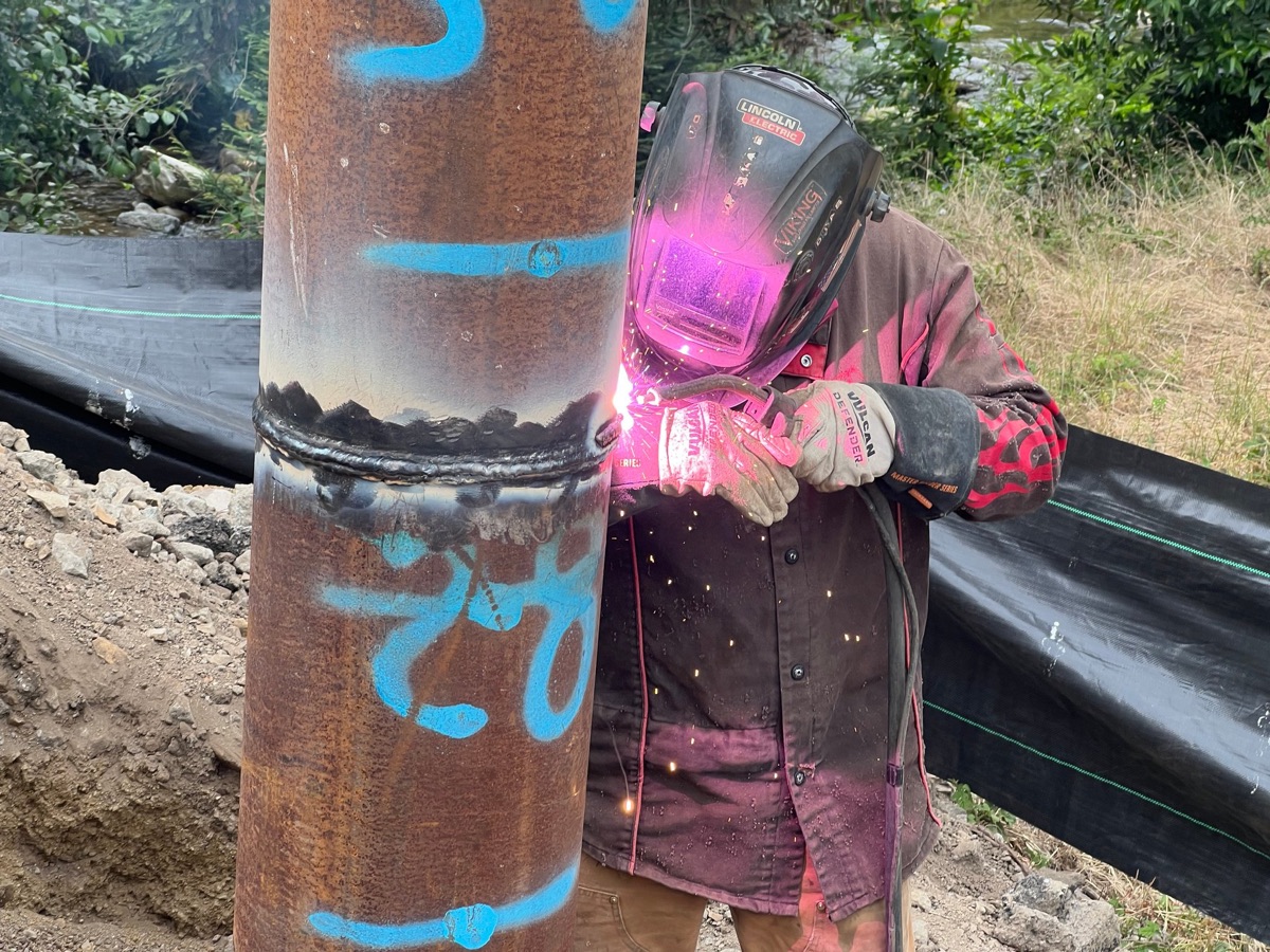 Field welding inspection on a driven steel pile