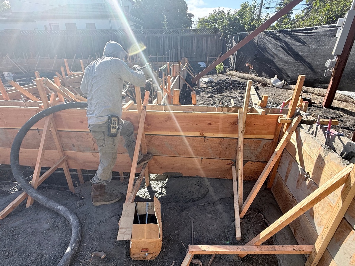 Concrete placement inspection during a foundation pour