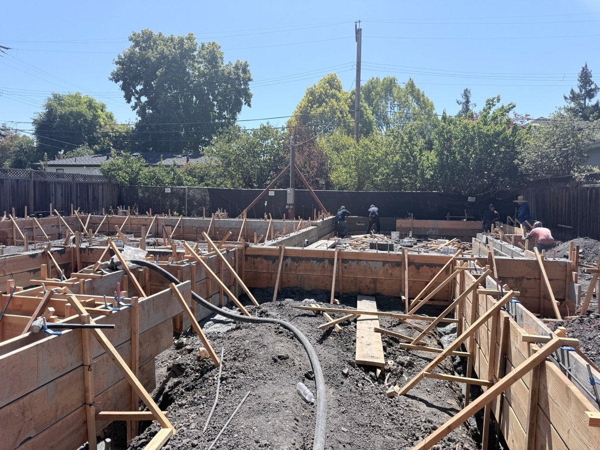 Completed concrete foundation wall following placement