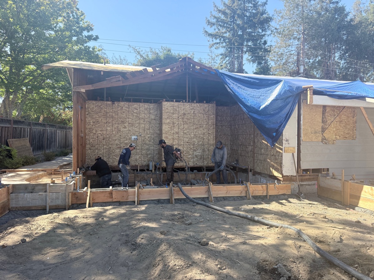 Concrete placement for a residential foundation